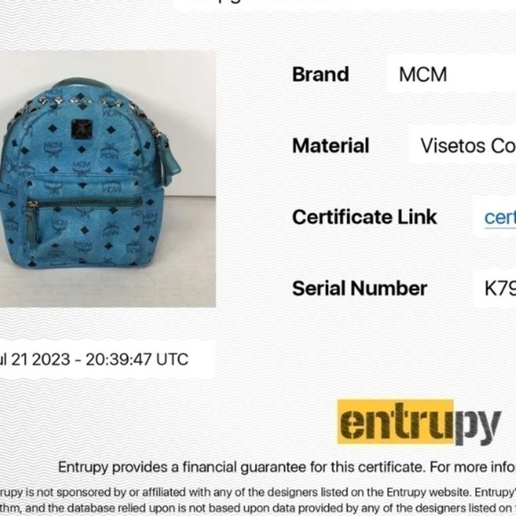 MCM Womens Backpack Blue leather Visetos Logo Studded w/COA - Picture 13 of 13